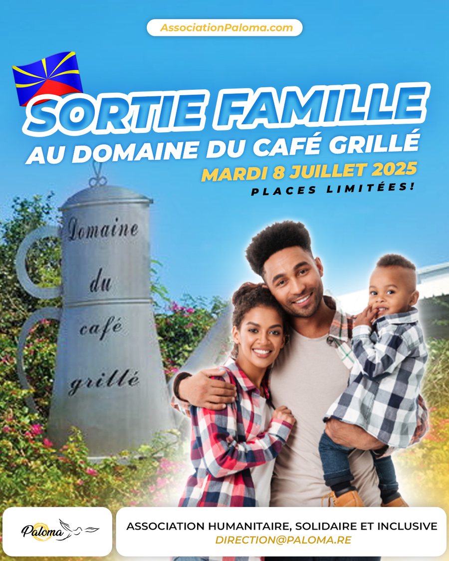 Affiche : sortie famille au Domaine du Café Grillé, 8 juillet 2025